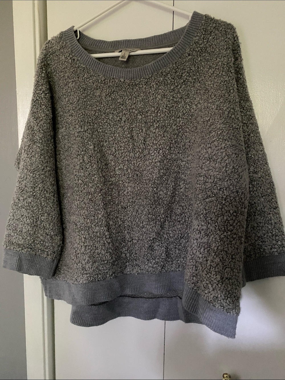 Calvin Klein Jeans Gray Textured Crewneck Sweater Oversized